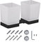 JASSFERRY Wall Mounted Toothbrush Tumbler Holder Double Frosted Glass Tumbler Toothpaste Organizer Storage Square Cup Black