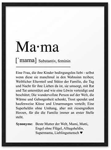 MAMA DEFINITION II | ABOUKI Kunstdruck ungerahmt | Muttertagsgeschenk Bild Mama Muttertagsgeschenke für Mama Muttertag Bild zum Muttertag Beste Mama der Welt | DIN A4 ohne Rahmen