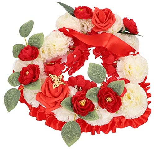 FOMIYES Memorial Couronne de Fleurs artificielles en Forme de cœur pour funéraire et Tombstone