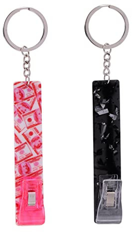 2 Pcs Multiple Choice Card Grabber For Long Nails, New Upgrade Atm Credit Card Puller Cute Debit Long Nail Clip Keychain, Black&red, One Size