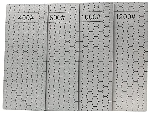 Jewboer 4-teiliges Diamant-Schleifstein-Set, Diamant-Schleifplatte, grob/mittel/feine Körnung, Körnung 400/600/1000/1200