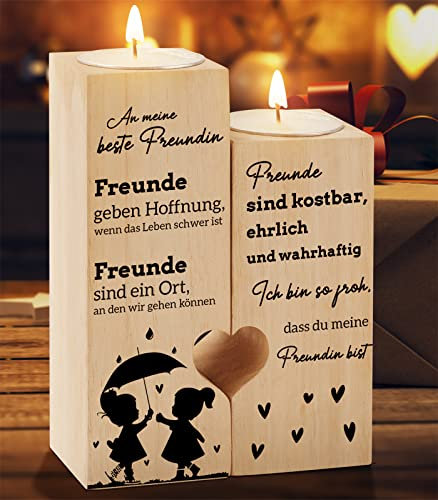 Kerzenständer Freundin Geschenke, KAAYEE Herzförmiger Kerzenhalter Beste Freundin Geschenke Geburtstag, Geburtstagsgeschenk Weihnachten für Freundinnen Frauen