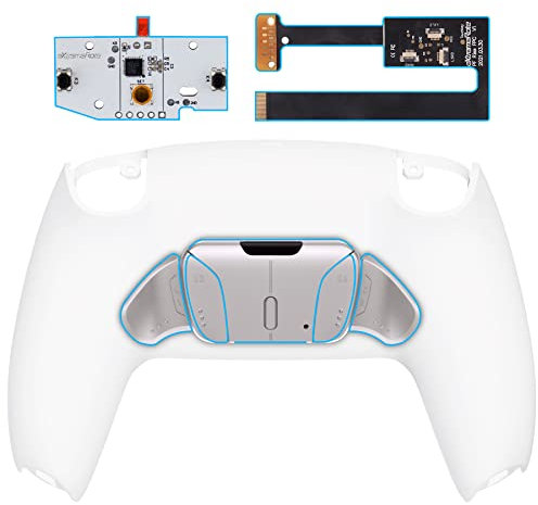 eXtremeRate RISE4 Remap Kit Programmable pour ps5 Manette BDM-010&020, Coque Arrière Redessinée avec 4 Palette Métal pour ps5 Manette, Palette Métallique (RMB) Version, Blanche Pur