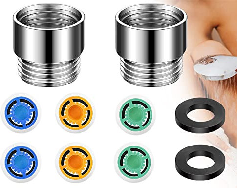 ZoeTekway 8 Stück wassersparer für dusche Durchflussbegrenzer Set, Dusche Begrenzer Set, Enthält Durchflussbegrenzer Gehäuse und Durchflusseinsätze (2 Set)