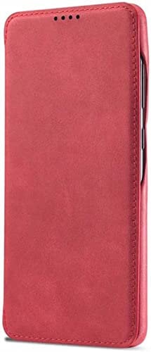 INFRI Für Apple iPhone SE 2022 (3. Generation) 11,9 cm Holsterhülle, echtes Leder, stoßfest, kratzfest, Flip Phone Cover mit Kartenschlitz (Farbe: Rot)
