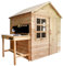 Big Game Hunters Evermeadow House Wooden Playhouse with Floor + Mud Kitchen with Working Tap - Fun Outdoor Play House Bundle for Kids