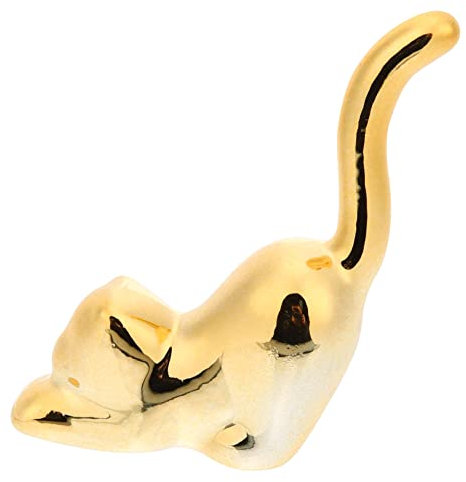 Cabilock Porte-bijoux Forme De Chat Doré Présentoir Élégant Pour Anneaux Organisateur De Bijoux Support Décoratif Pour Collection De Bagues