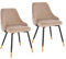 SVITA Alice 2er Set Esszimmerstühle Polsterstuhl Stuhl mit Rückenlehne Samt Taupe Gold