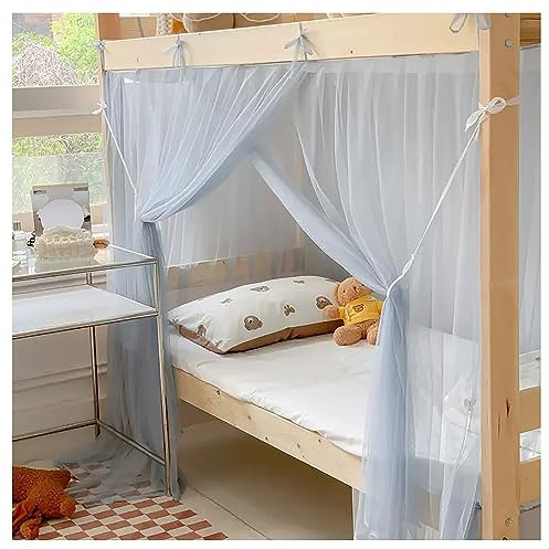 LONONE - Mosquitera, cama con dosel, cortinas de cama con dosel, sencillas para litera inferior, cortina, marco con dosel, para dormitorio de estudiantes, azul gris, 90 cm