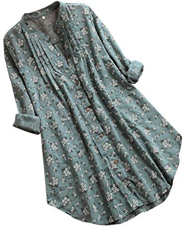 Leinenbluse Bluse Lieblingsstück Damen Streifen-Ärmellen-Hemden locker Langer Blusenkragen Frauen Top-Knopf-Damenbluse Partner Jacken plissee Set Kleidung Tshirt mit Ausschnitt Damen sexy