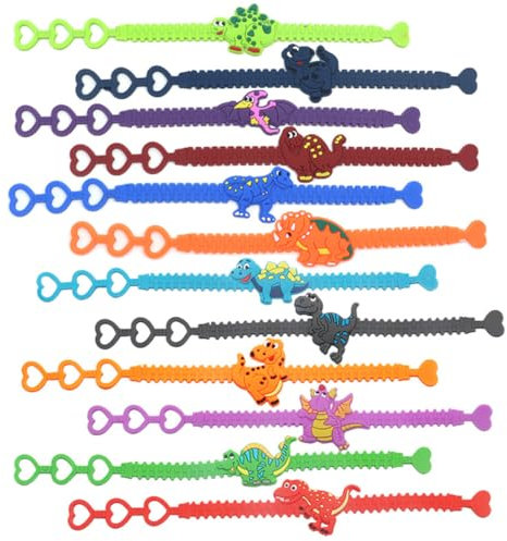 Dinosaurier Armband,12 PCS Stimmungsarmband für Kinder, Kinderarmband, Kindergeburtstag Gastgeschenke,Kinder Schmuck Set Armband für Mädchen Geburtstag Party Dress Up Kostüm Zubehör,Jungen & Mädchen