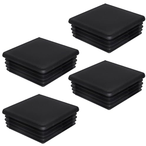 SKIR'CO (4 pcs) Square Plastic Plugs 70 x 70 mm, Mat Tube End Caps, Square Tube Inserts, Fence Post Plugs, Black RAL 9005