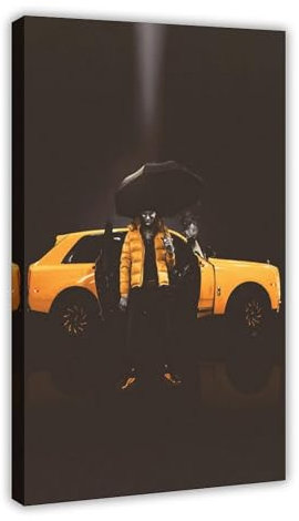 MAHWER Key Glock Yellow Tape 2020 Rap-Album Sängerposter Leinwand Poster Wandkunst Dekor Druck Bild Gemälde für Wohnzimmer Schlafzimmer Dekoration Rahmenstil 50 x 75 cm