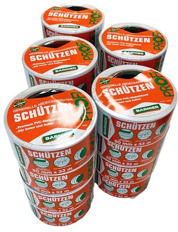 Handelskönig 20 x Barnier 6096 Putzerband weiß 50 mm x 33 m Schutzband PVC-Schutzband Klebeband Putzerband Scapa