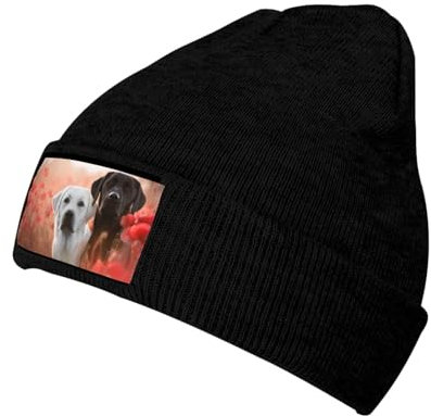 OPSREY Weißer Labrador Gedruckt Warme Fleece Mütze Neutral Strickmütze Winter Wollmütze Beanie, Schwarz , 5-8