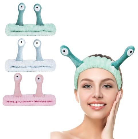 LOPHE Haarband Kosmetik, 3 Stück Make up Skincare Headband Damen, Elastic Spa Abschmink Haarbänder Schnecke, Stirnband Kosmetik Zum Waschen Gesicht Für Yoga Sport Hautpflege(blau+rosa+grün)