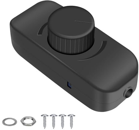 VIPMOON Interruptor de atenuación LED de 12-24 V, PWM de 800 Hz-16 KHz, sin parpadeo, interruptor giratorio con función de memoria, para lámparas LED, ventilador, RV y barco (negro)