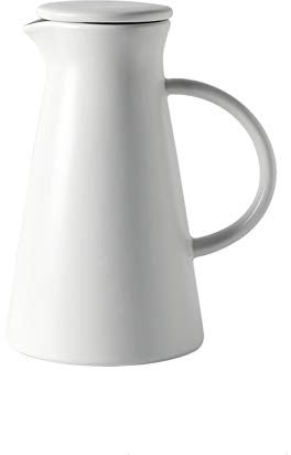 Jarra de agua con tapa, jarra de jardín de cerámica de 1000 ml, maceta interior adecuada para servir agua fría, café, leche y jugo, jarra de bebidas, blanco/negro disponible-blanco