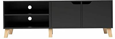 TV Cabinet 55 Inch Modern TV Stand Media Center Console Center W/Storage Cabinet Black Display Cabinet TV Table