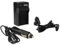 vhbw caricatore compatibile con Sony Handycam FDR-AX53, FDR-AX53E camera - Stazione di carica + cavo auto, spia di carica, 4,2 V