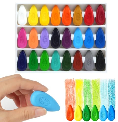 OSDUE Crayons for Toddlers, 24 Colors Non-Toxic Crayons for Kids, Washable Unbreakable Easy-Grip Colouring Art Supplies Toys for Kids Ages 2+, Safe Toddler Coloring Art Gift