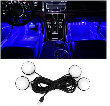 CGEAMDY Auto LED Innenbeleuchtung, LED Atmosphäre Licht Auto Innenraumbeleuchtung, Innenraum Autolichter Autos Led-Streifen Licht, Universelle Automobiles Innenraum Dekoration Zubehör(Blau)