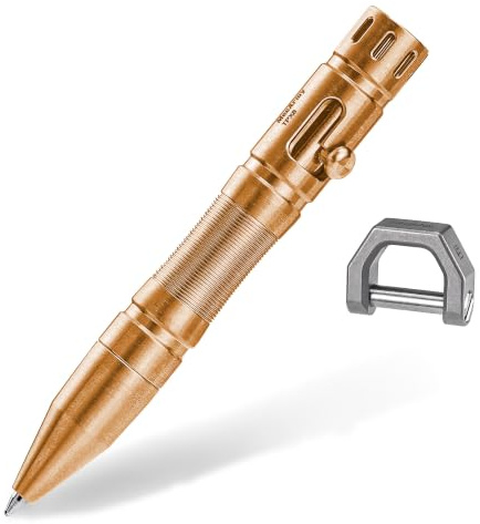 MecArmy TPX8 Kupfer-Kugelschreiber mit D-Ring & Bolt Action EDC | Kompaktes Design mit nachfüllbarer Mine, angenehmer Haptik und praktischer Befestigung – ideal für Büro, Alltag und unterwegs