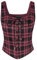 SCARLET DARKNESS Damen Retro Weste Plaid Ärmellos Lace-up Hohe Taille Piraten Anzugweste Rotwein XL
