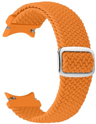 TumCez Armband kompatibel mit Samsung Galaxy Watch 7/6/5/4/FE 40 mm 44 mm/Galaxy Watch 5 Pro/Galaxy Watch 6/4 Classic 43 mm 47 mm 42 mm 46 mm Nylonbänder Ersatz geflochten für Damen Herren, Orange,