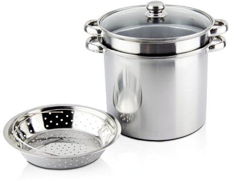 AIZYR Stock Pot Soup Pot with Lid And Basket, Frying Pot Pasta Pot Stainless Steel Cooking Pot for Boiling Seafood Spaghetti French Fries