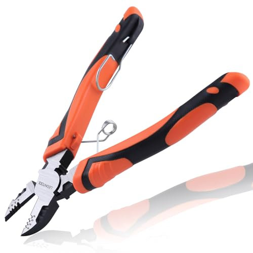 LEONTOOL 3-in-1 Diagonal Cutting Pliers with Wire Stripper Crimper, 8 Forged CR-V Steel Wire Cutter with Comfort Grip, Labor-Saving Side Cutters Pliers Heavy Duty Cable Cutter for Electricians & Home