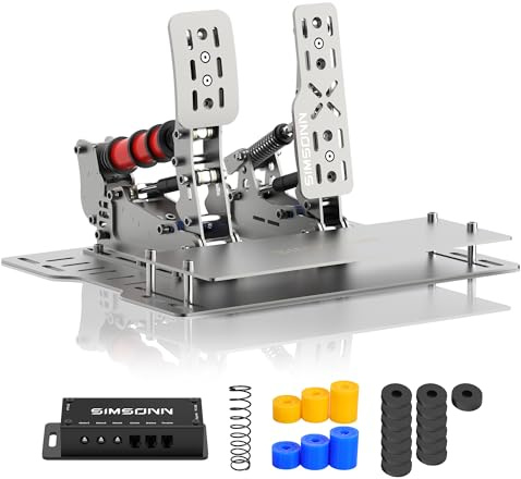 SIMSONN Plus X Sim Racing Pedas PC Racing Simulator Drucksensor Lastzelle HE Hydraulikpedale Unterstützung für haptische Pedals Reactor Silber (P2-H2-Platte)