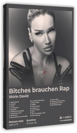 Shirin David-Poster, sexy Rapper-Sänger, Hip-Hop-Musik, Rap-Album, Hündinnen Brauchen, Rap-Cover, Fans, Geschenk, Leinwand, Poster, Schlafzimmer, Dekoration, Landschaft, Büro, Raumdekoration,