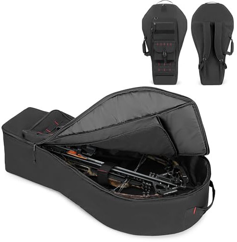 DSLEAF Weiche Compoundbogentasche, gepolsterte Armbrusttasche mit Pfeiltasche und Rucksackgurten, Taktische Bogentragetasche mit Mehreren Taschen für Bolzen, Köcher und andere wichtige Dinge