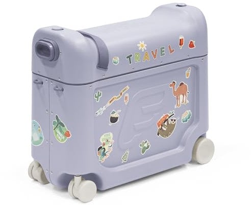 Stokke JetKids BedBox, Arctic Blue - Aufsitzkoffer für Kinder von 2-7 Jahren (bis 35 kg) - Lässt Sich in EIN Bett verwandeln - Inklusive Matratze, dekorativen Aufklebern & verstellbarem Tragegurt