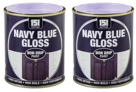 MIXEL Navy Blue Gloss Non-Drip Paint, Easy-To-Apply, Quick Drying Formula, DIY Projects, Perfect For Wood, Metal, Plastic, Interior And Exterior Use, Long-Lasting, 300ml, (2 Pcs)