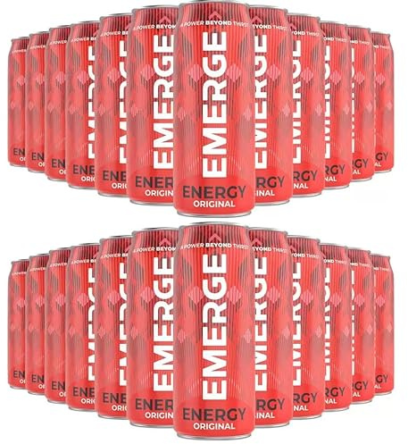 Emerge Energy Drink 250ml Cans 2x24 Pack (Total 48 Can) – Refreshing & Powerful Energy Boost, Taurine & Caffeine Formula – Perfect for Workouts, Late Nights & Gaming