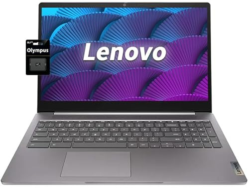 Lenovo 15.6 Inch FHD Chromebook Intel Quad-Core N4120 (> N4020) 4GB RAM 128GB Memory (64GB eMMC + 64GB SD Card) Home Student Laptop with Privacy Camera