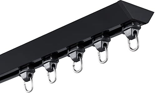 Heavy Duty Gardinenschiene Aluminiumschiene Decke Montiert mit Rollen und Endkappen Schwarz 9.2Ft Raumteiler-Lösung