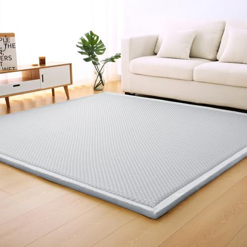 SETHEPACE Krabbelmatte Baby mit Upgradierte Kühltechnologie, 2CM Dicker Teppich Wohnzimmer, Schlafzimmer, Kinderzimmer, Weich Spielmatte Baby, Kinder, Tatami Matte (Hellgrau, 80 * 200 cm)