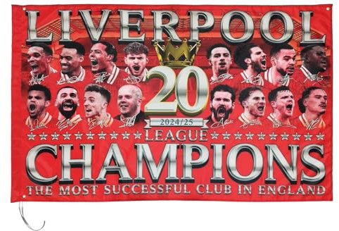 Liverpool Champion Flag 20 Times Jumbo 189 x 122cm 2024-2025
