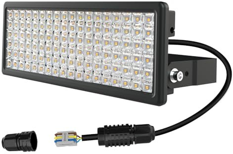 BERSUANG 100W LED Strahler 14000LM Flutlicht, 3000K Warmweiß Superhell Außenstrahler, 230V IP67 Wasserfest Scheinwerfer mit Einstellbarem Winkel für Hinterhof Auffahrt Garage