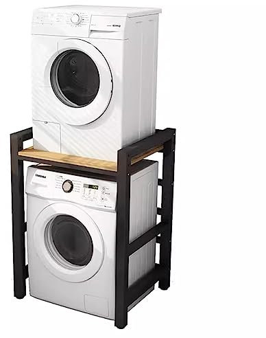 Heavy-Duty Dryer Stand Stacking Kit for Washing Machines - Washer Tumble Dryer Shelf Stacker 300kg Capacity Intermediate Frame Bracket for Over Washer Storage Black