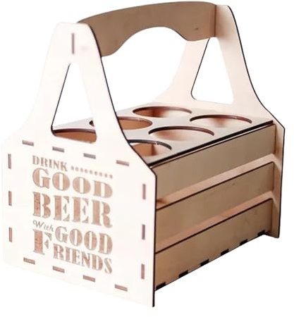 Huvqianu Porte-Bouteille de bière, Porte-Bouteille, 25 x 18 cm, réutilisable en Bois, Distributeur de Soda, Design de Voyage Polyvalent pour Barbecue, Camping, extérieur, Voiture, pêche, Multicolore