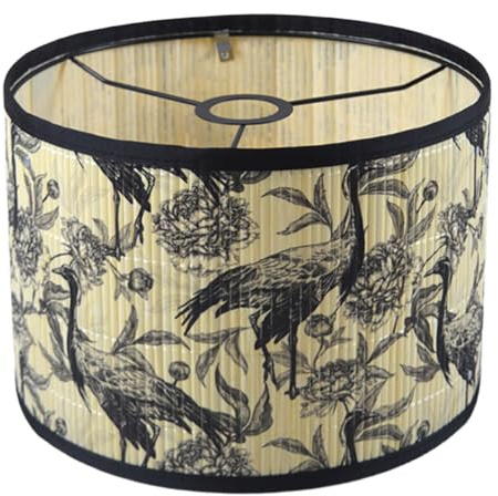 Harewtwy Bright Green Drum-Shaped Lampshade Plant Bird Decoration for Floor Lamp, Table Lamp in Bedroom B