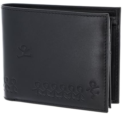 Oxmox Leder Geldbörse Leather RFID Protect Querscheinbörse Jumping Jack 2.0 Embossed Black schwarz