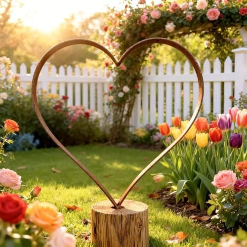 Herz Deko Metallherz Rost Deko Rostige Gartendeko, Gartenstecker Rost Pflanzenstecker, Cortenstahl Deko Garten, Metall Herzskulptur für Außenbereich (26cm)