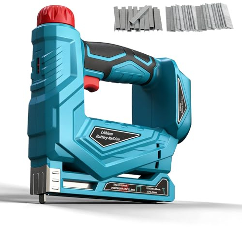 Cordless Brad Nailer Staple Gun Compatible with Makita 18V, Brushless 18GA Nail Gun Electric Stapler with 1000pcs Nails 1000pcs Staples for Home Improvement, DIY and Woodworking (Blue)