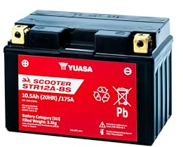 Yuasa STR12A-BS 12V 175 CCA AGM VRLA Lead Acid Scooter Battery | AGM VRLA Technology, Reliable & Durable, Ideal for Scooters, Long-Life Performance
