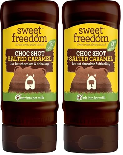 Sweet Freedom Choc Shot Salted Caramel- Refined Sugar Free Chocolate Syrup for Coffee, Milkshakes & Baking, High Fibre, Vegan, Only 13 Calories Per Teaspoon (Pack of 2)